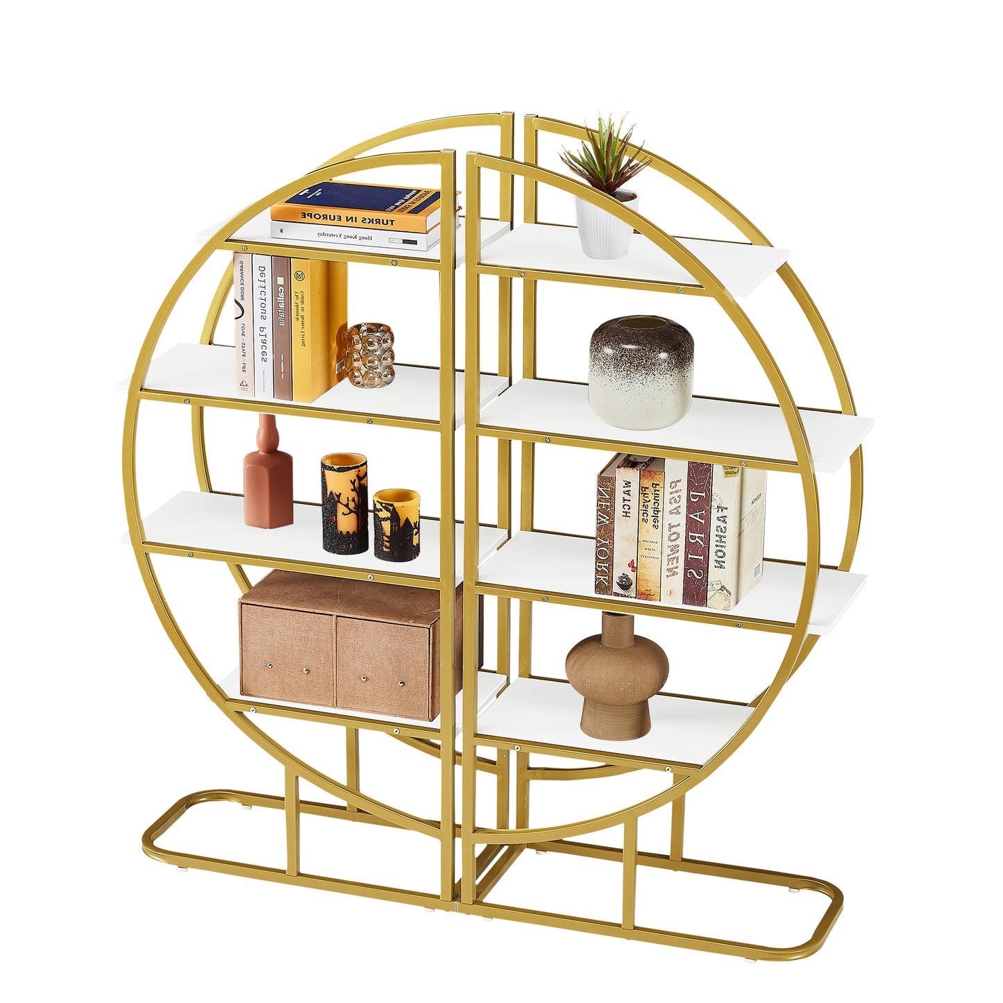 Emery Modern Metal Round Bookshelf