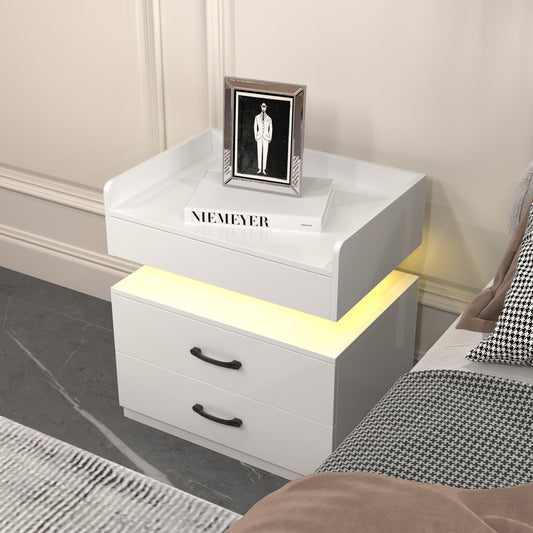 Irvington Modern Nightstand with LED Strip and 2 Drawers