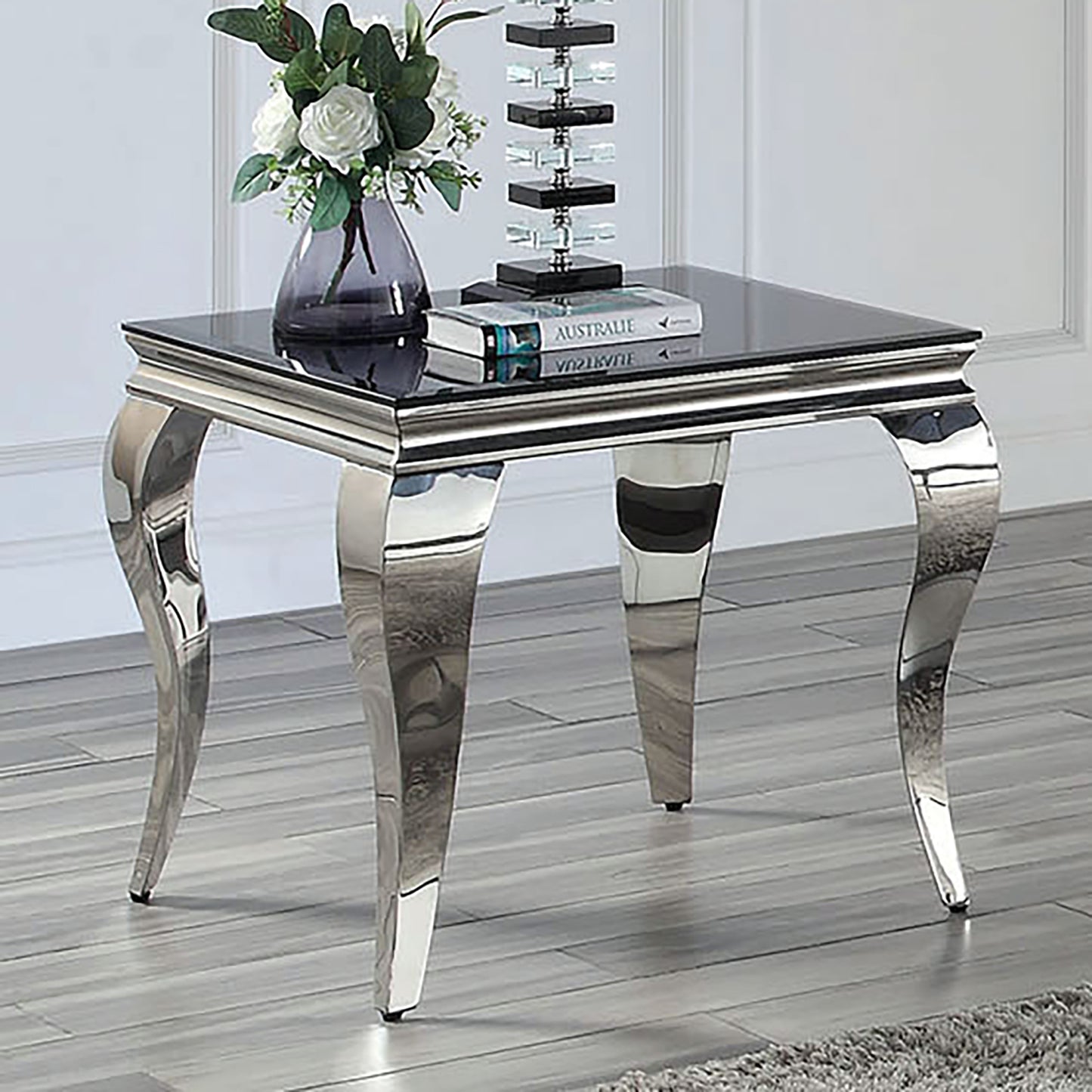 Cleo Contemporary Glam Glass End Table