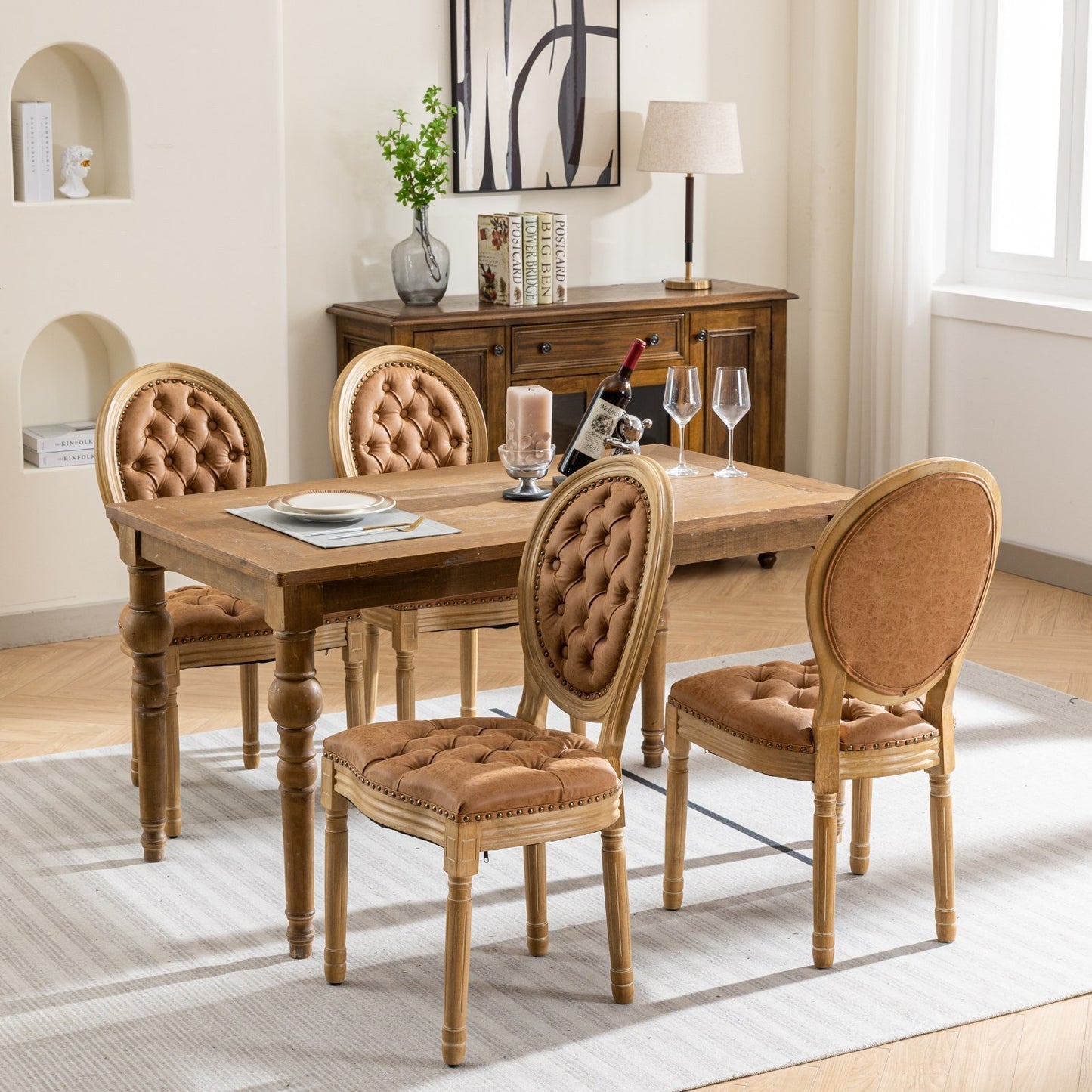 Lazzareschi Traditional Antique Leather Dining Chair