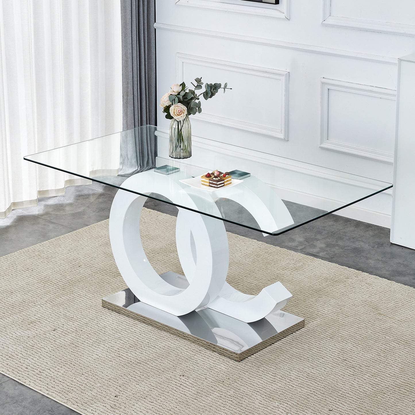 Marites Modern Minimalist Glass Dining Table