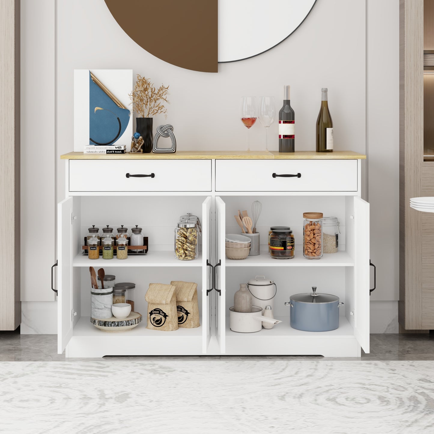 Kingsly Traditional Farmhouse Buffet Cabinet