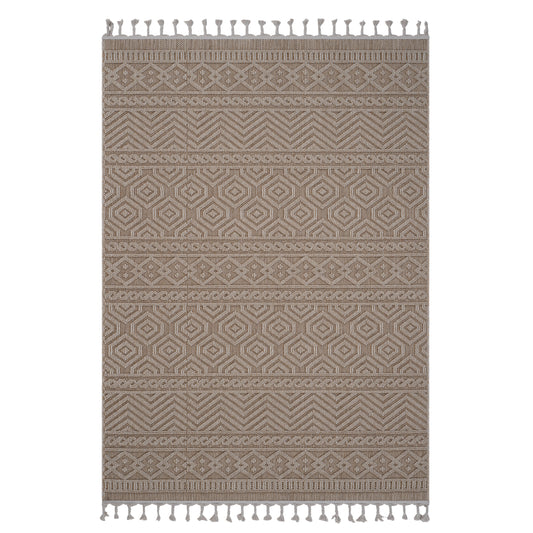 Justo Modern Mocha Geometric Outdoor Rug