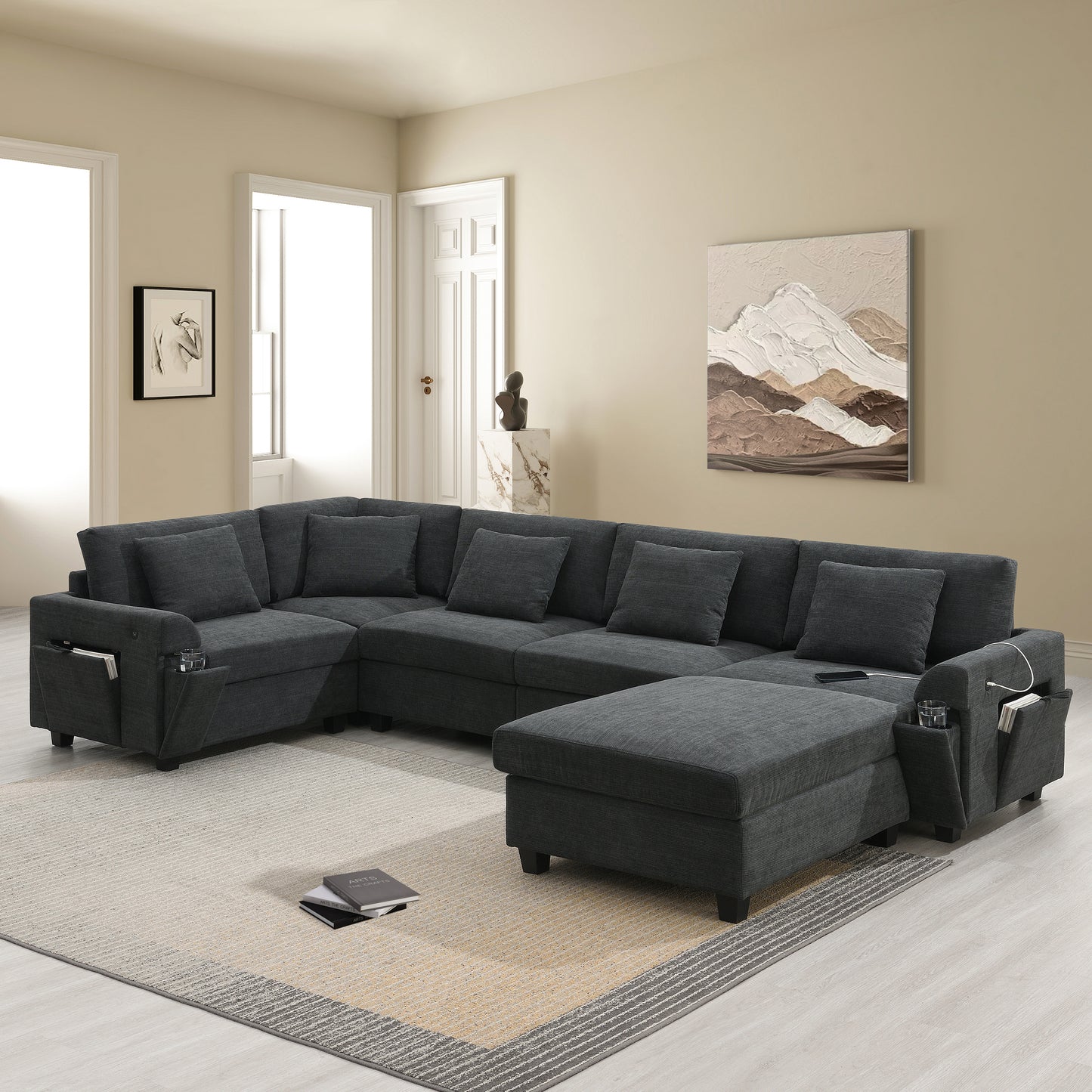 Irvington Contemporary Chenille Sectional Sofa
