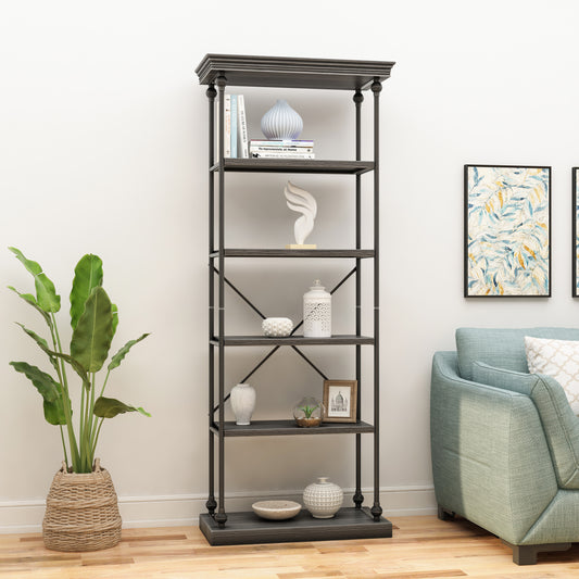 Ghivi Modern Metal Pipe shelf fir wood