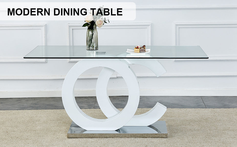 Marites Modern Minimalist Glass Dining Table