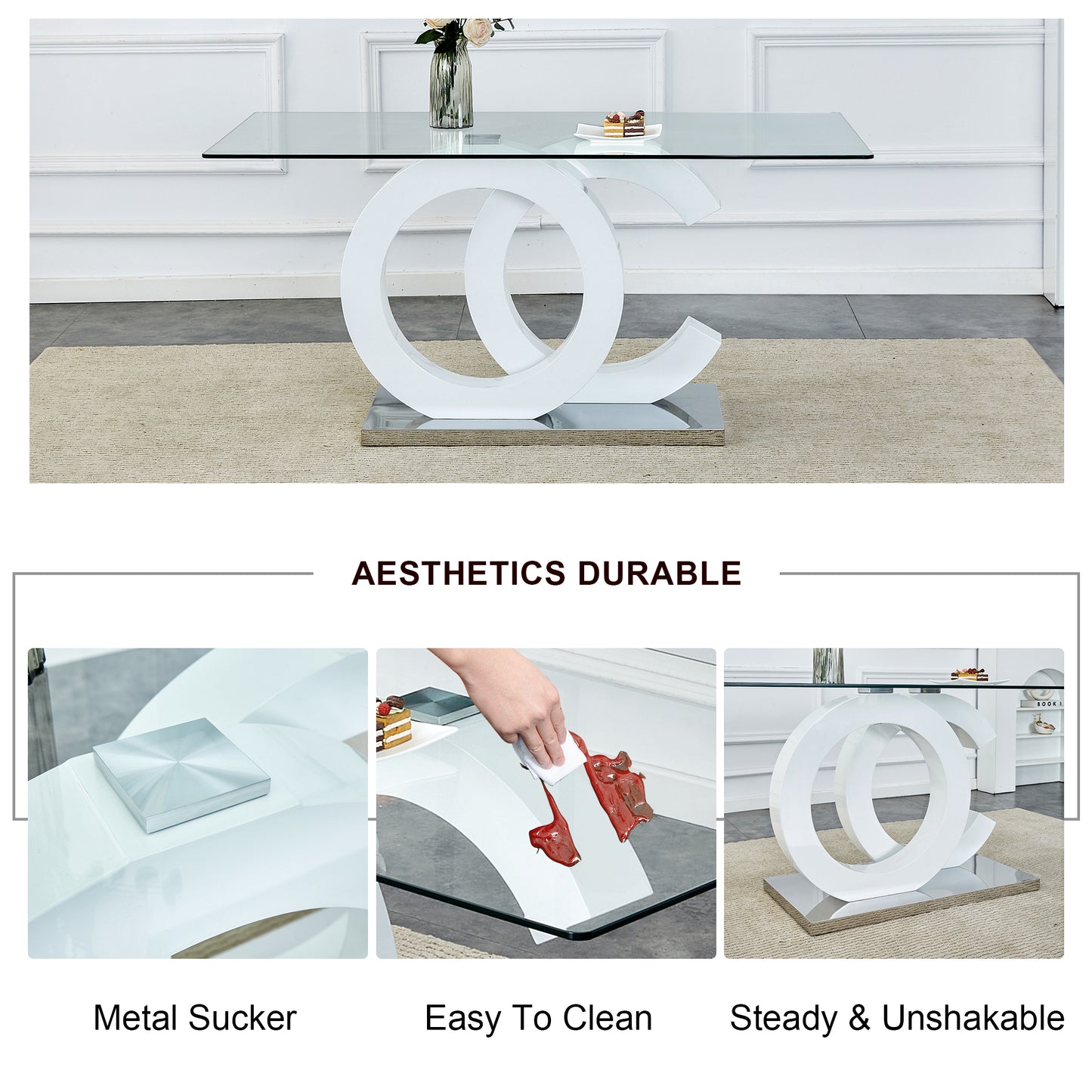 Marites Modern Minimalist Glass Dining Table