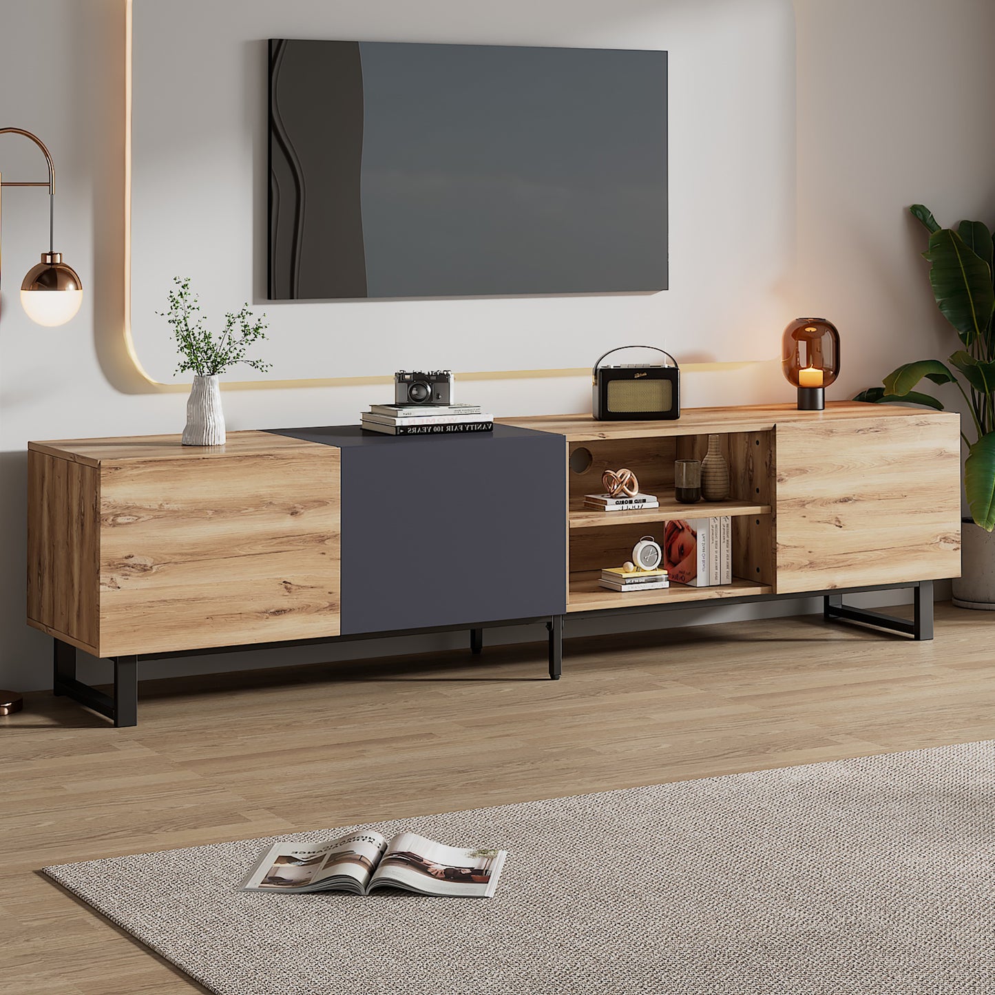 Jiron Modern Open Shelves Media Console
