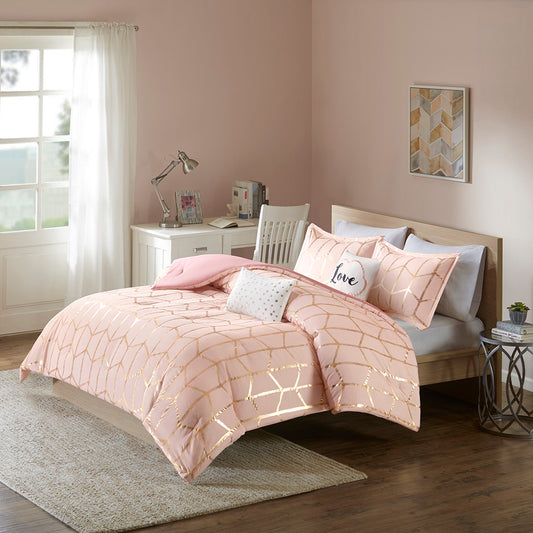Healdsburg Contemporary  Metallic Printed Comforter Set