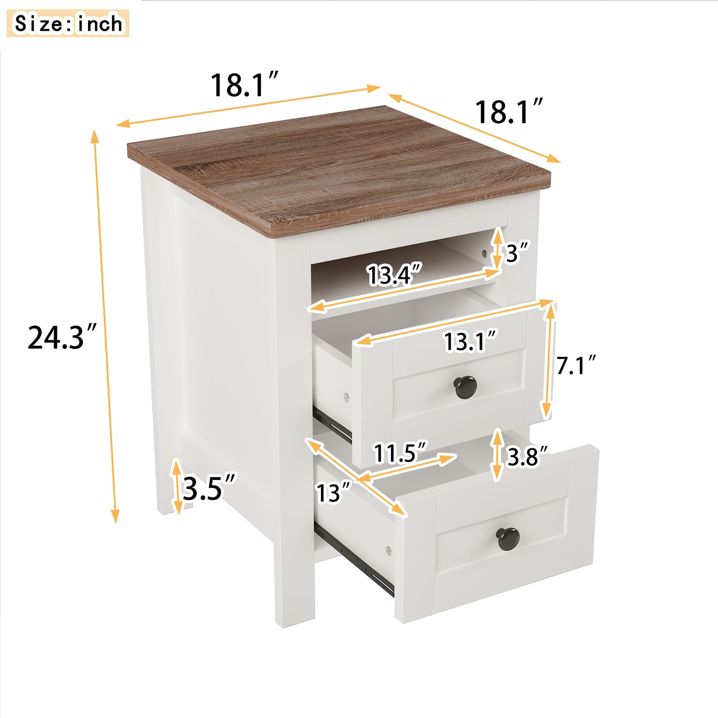 Warmsprings Modern Farmhouse Wooden Nightstand