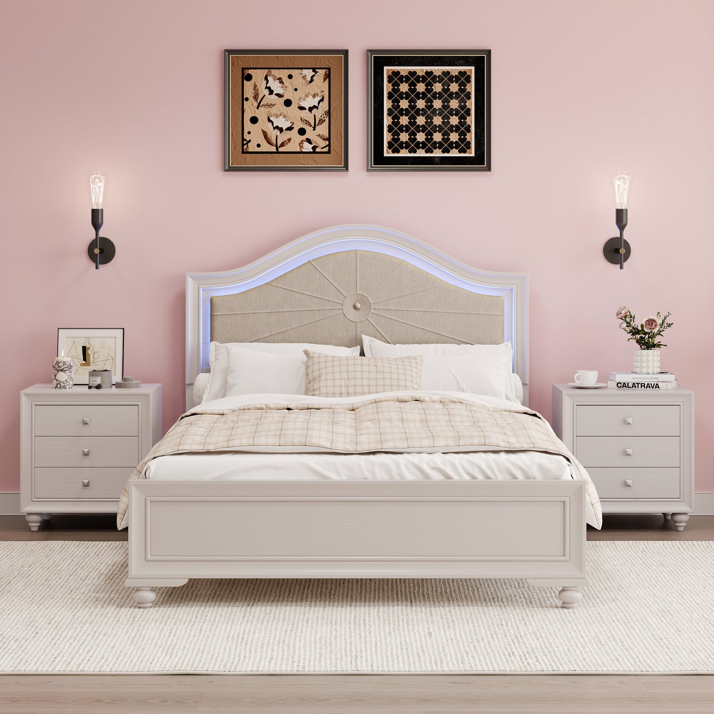 Lazzareschi Contemporary LED Upholstered Bedroom Set