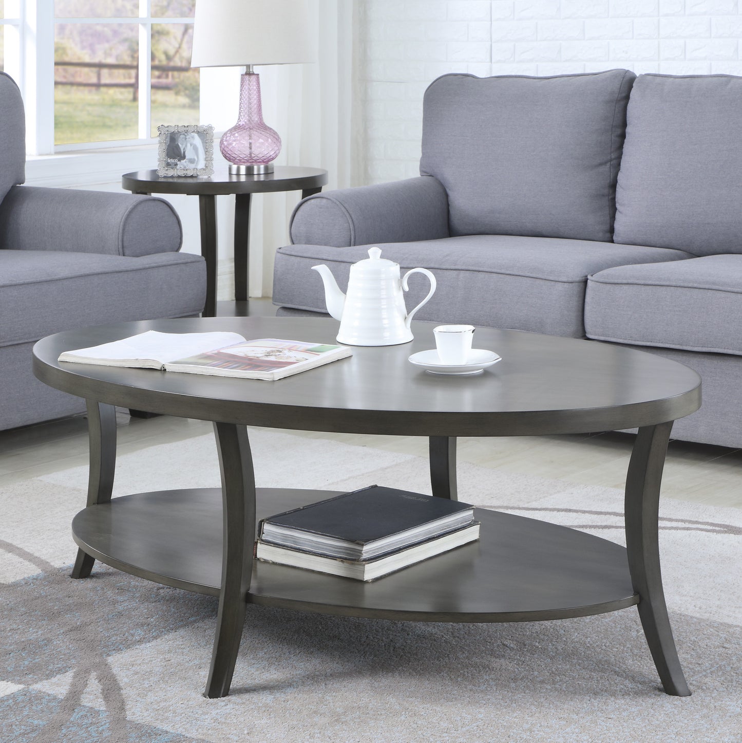 Justo Contemporary Oval Shelf Coffee Table