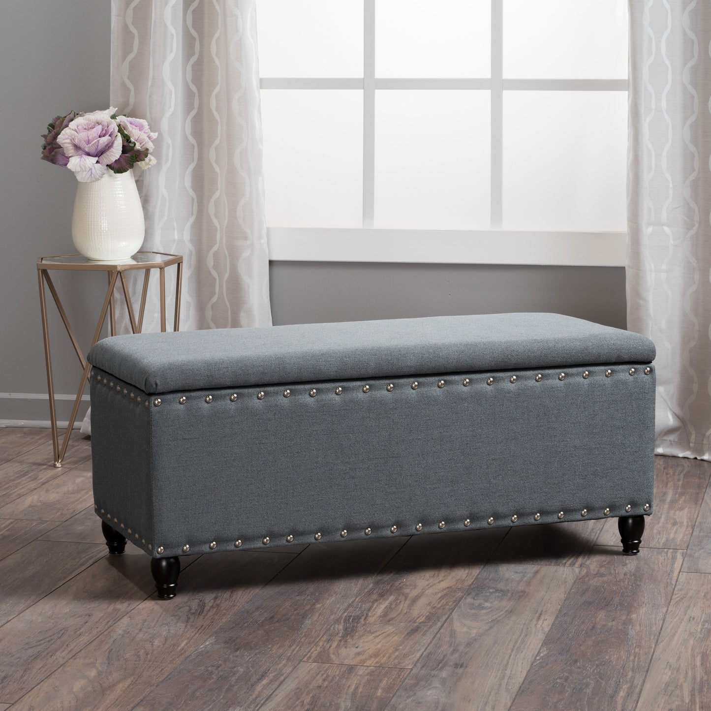Mission Contemporary Velvet Storage Ottoman