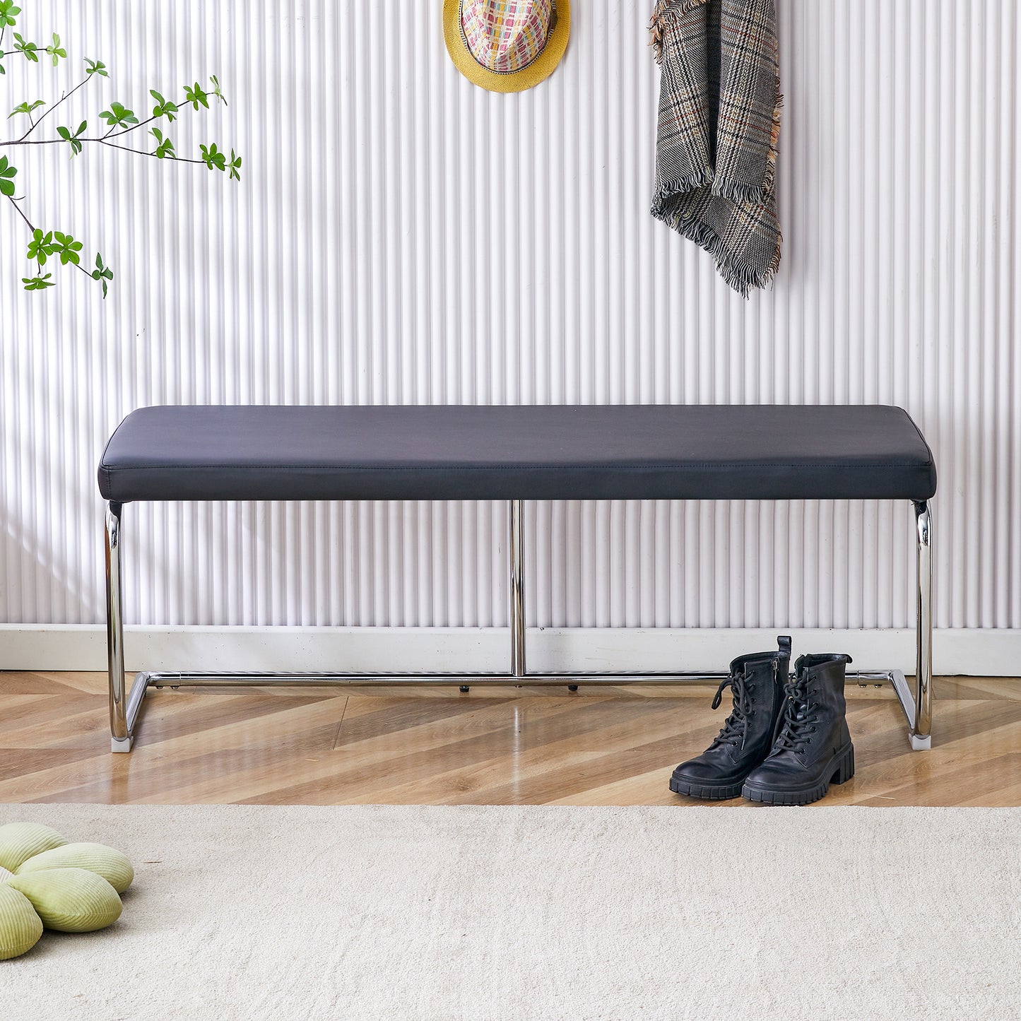 Marcel Industrial Black Shoe Bench