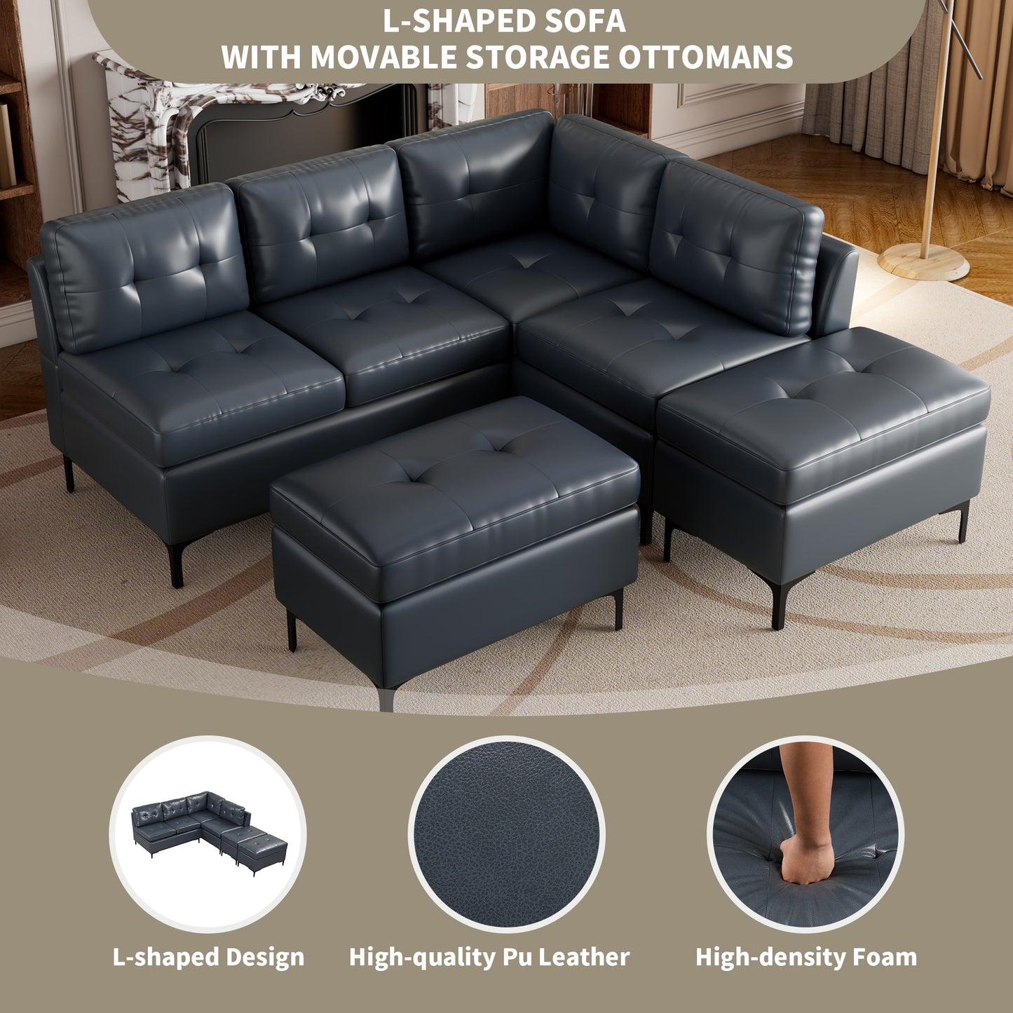Sonoma Mid-Century L-Shaped Corner Sofa