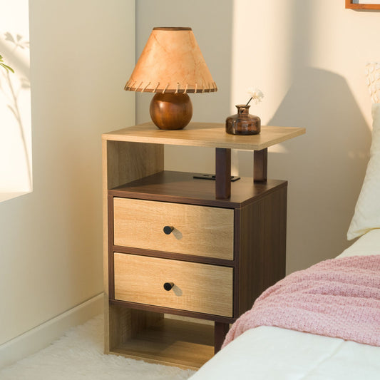 Justo Mid-Century Charging Nightstand Bedroom Table