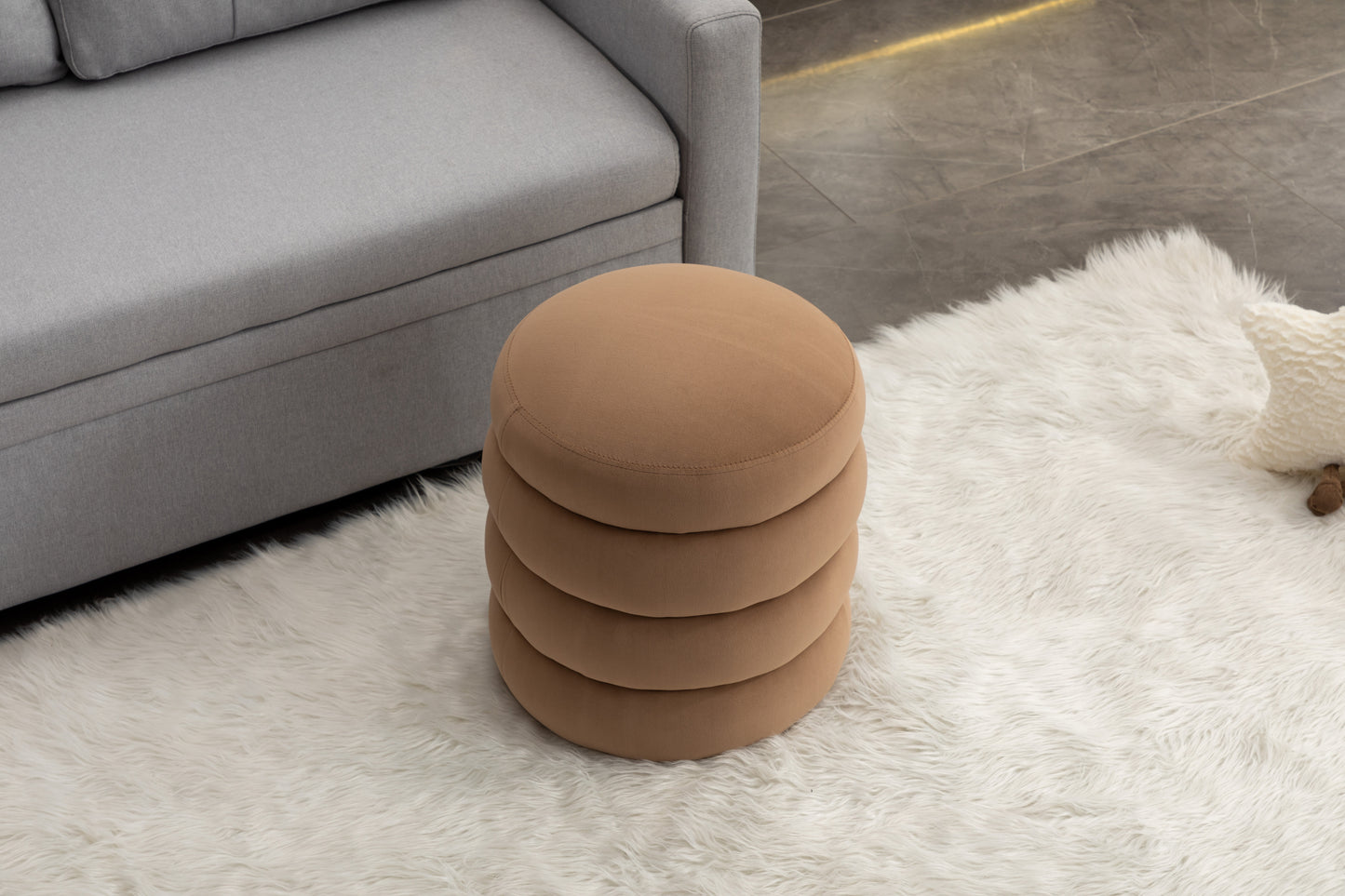 Ghivi Contemporary Velvet Round Footrest Ottoman