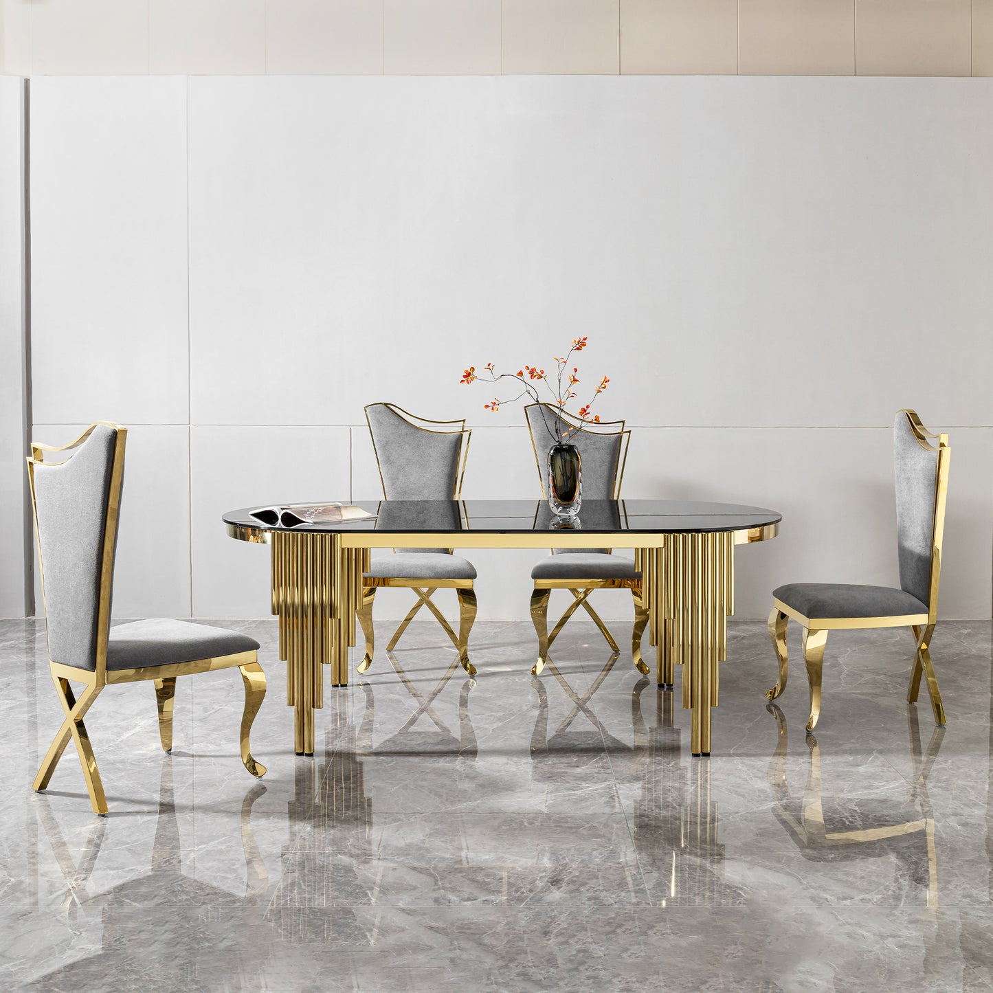 Emery Contemporary  Glass Dining Table