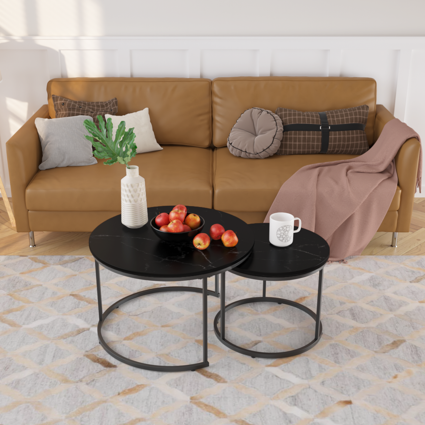 Irvington Contemporary Velvet Nesting Coffee Tables