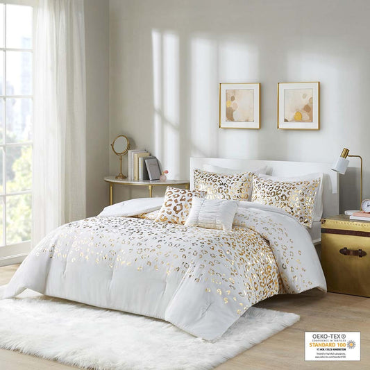 Irvington Contemporary  Metallic Animal Print Comforter