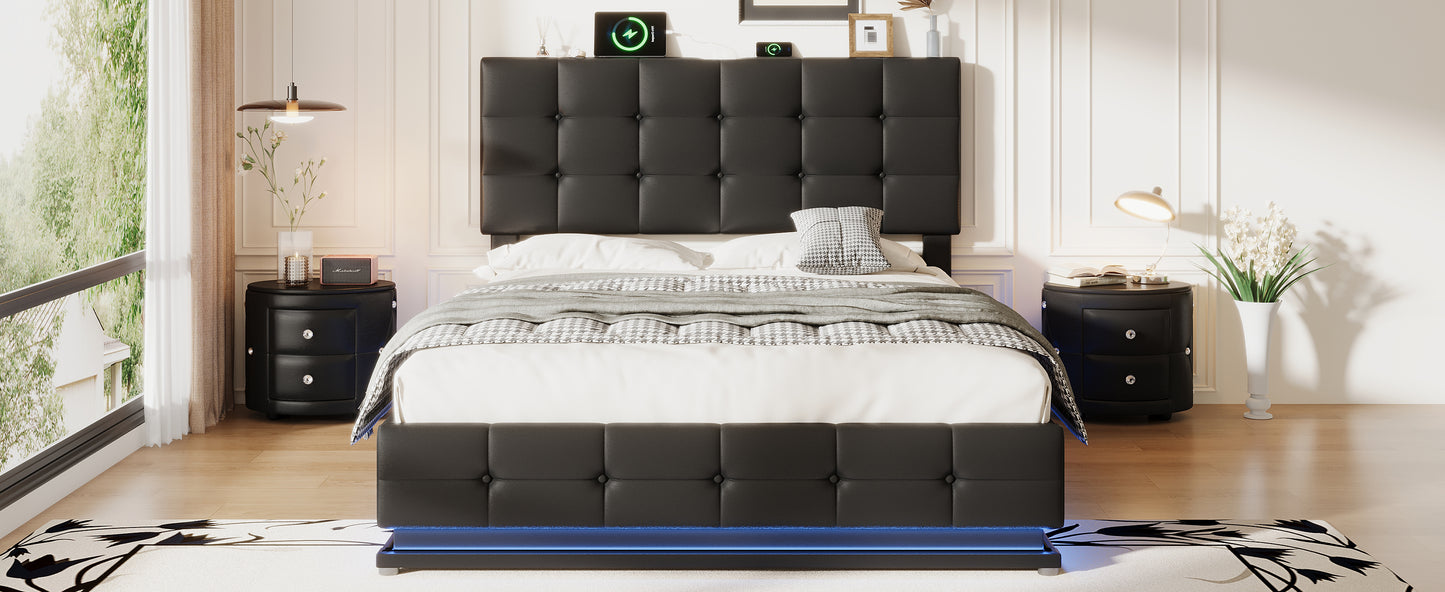 Napa Modern LED Storage Hydraulic Bedroom Set