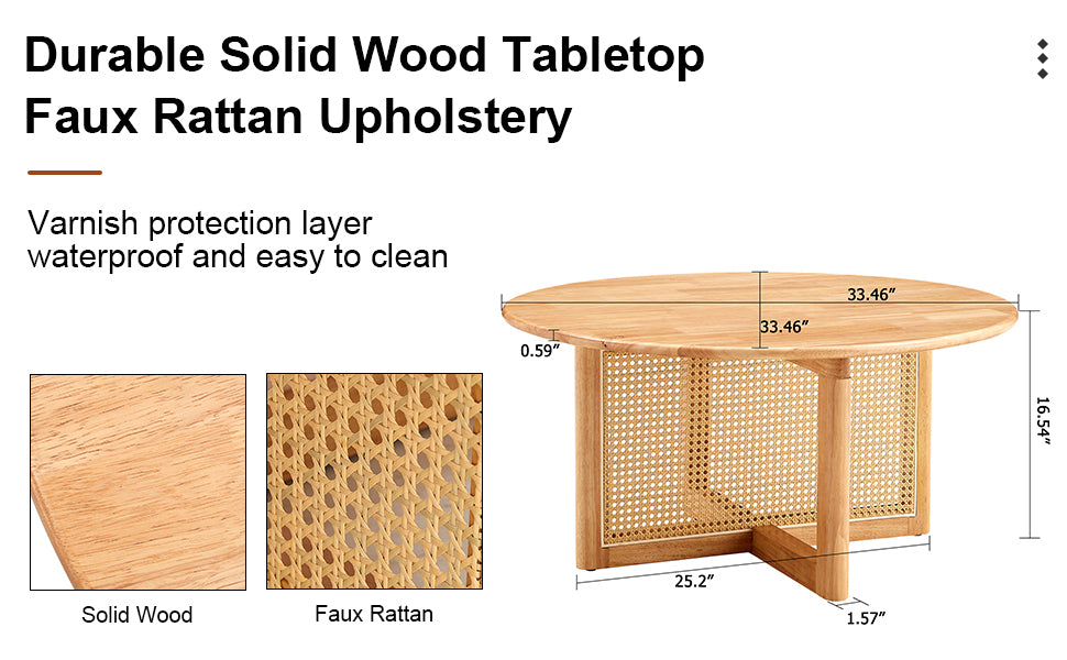 Calista Mid-Century Natural Faux Coffee Table