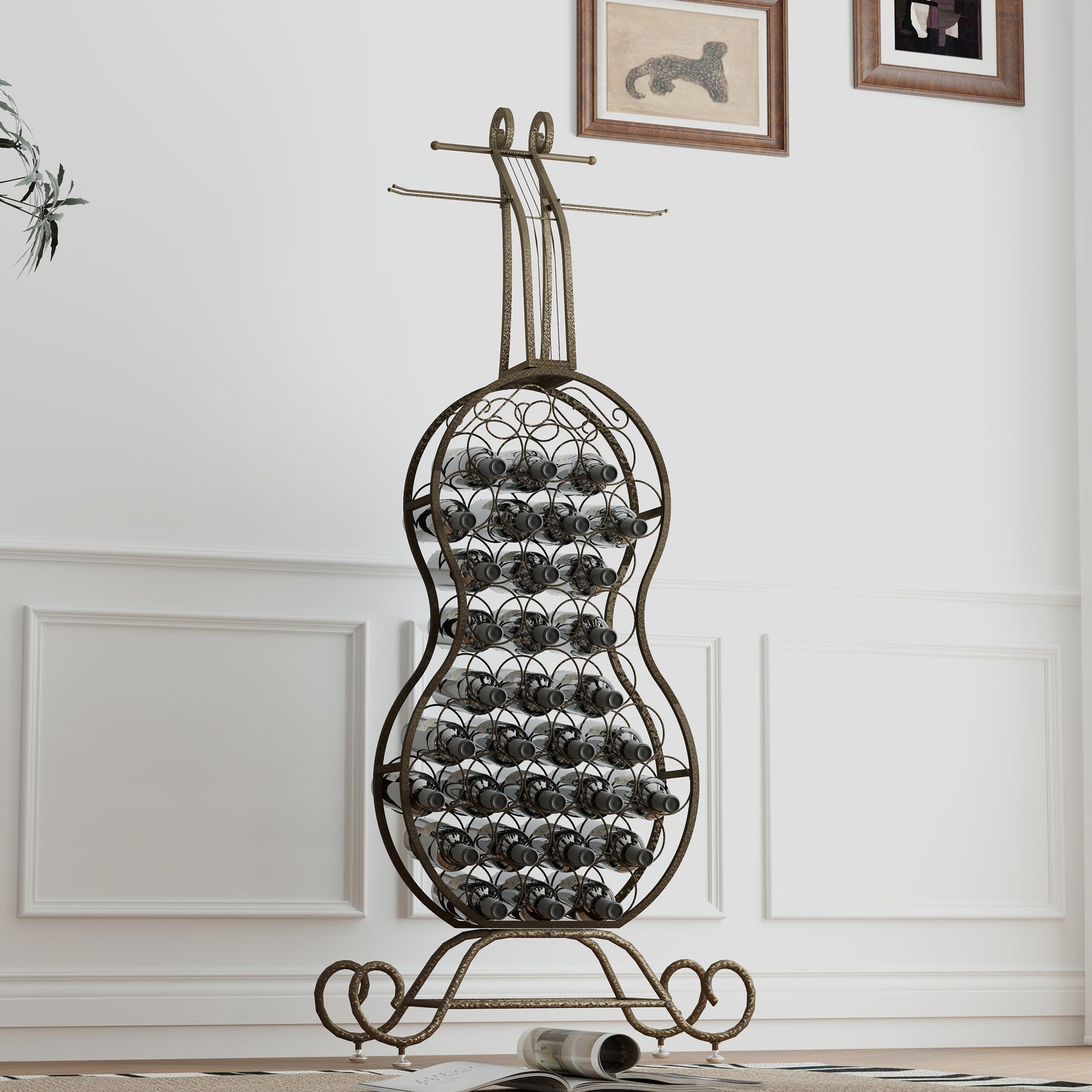 Mission Industrial Cello Shape Wine Bakers Rack