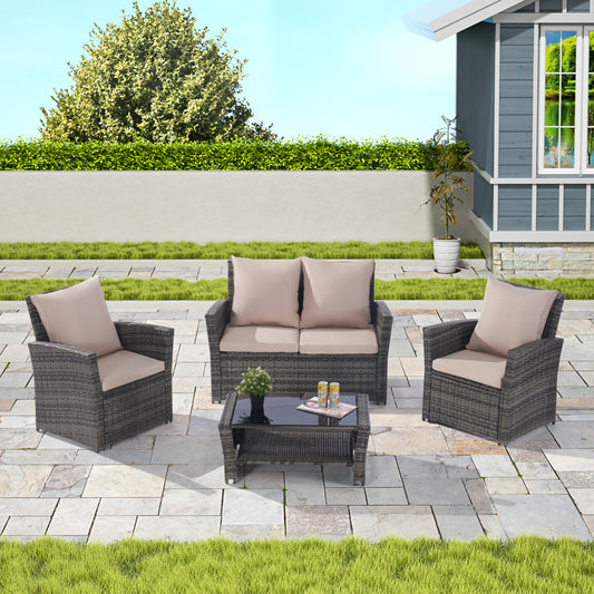 Marites Modern Patio Wicker Furniture Set
