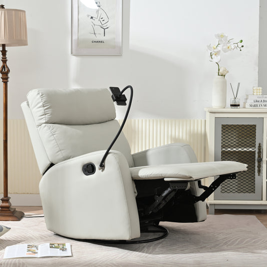 Bartholomew Contemporary Rocking Swivel Recliner Chair with Phone Holder