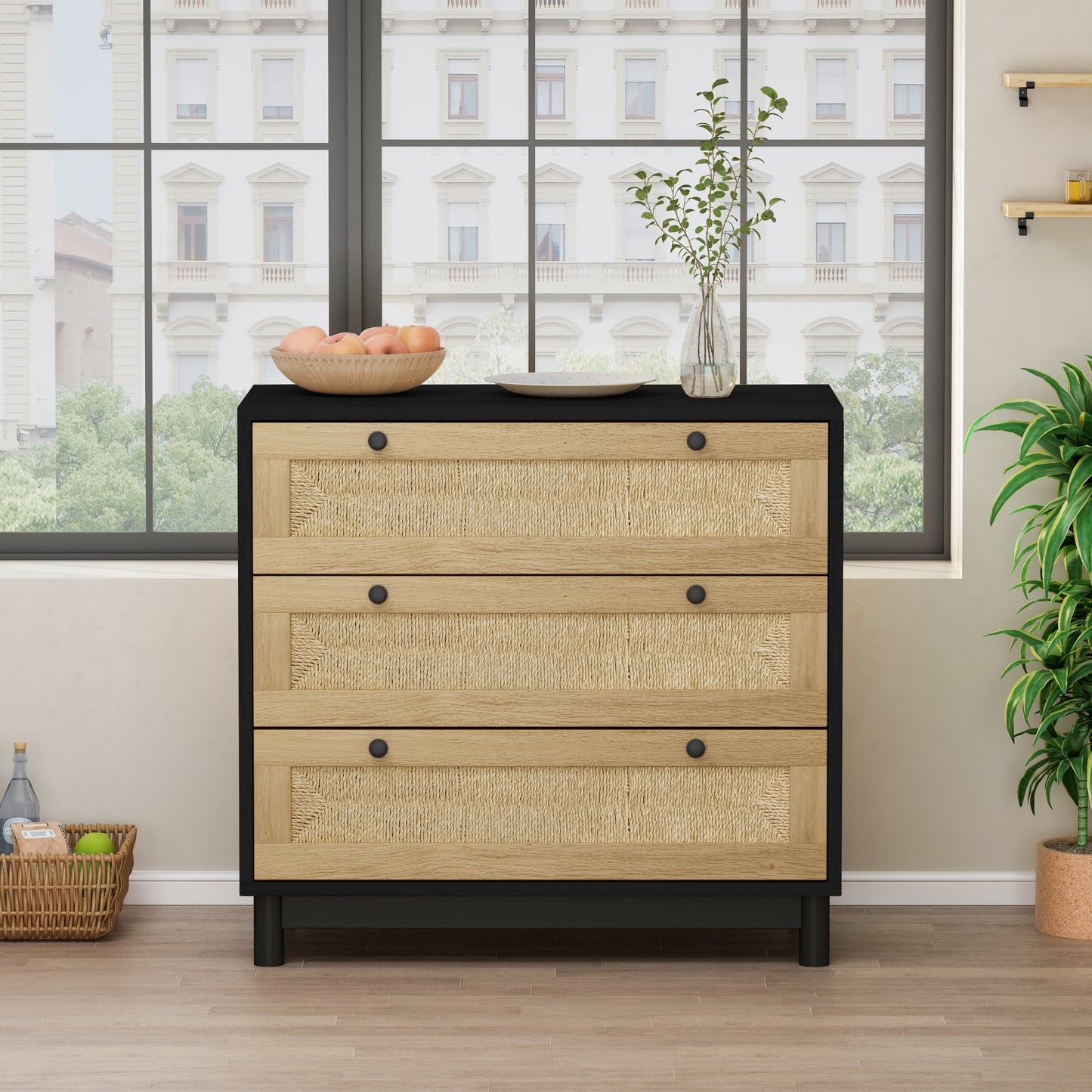 Lazzareschi Mid-Century Rope Woven Storage Cabinet