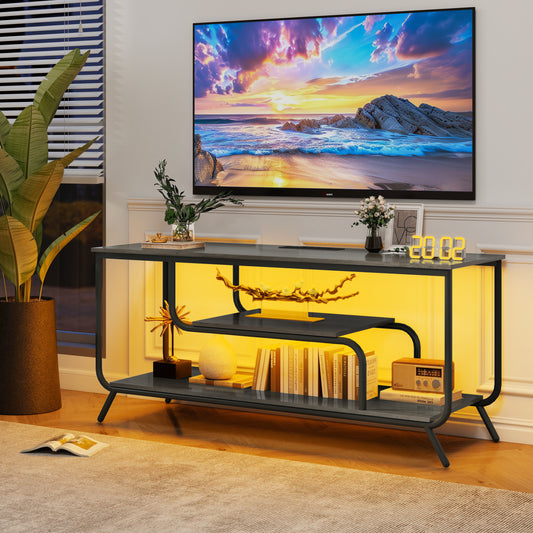 Lula Modern TV Stand with LED Lights & Storage, Fits up to 55' TVs