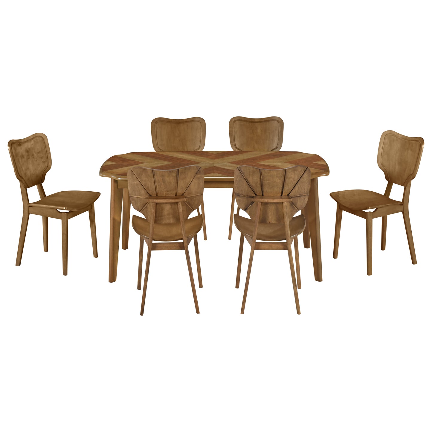 Ghivi Mid-Century 7-Piece Curved Back Dining Set