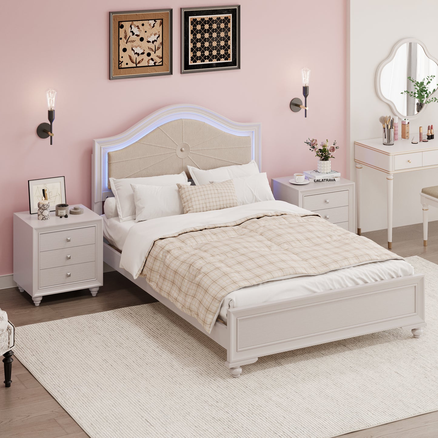 Lazzareschi Contemporary LED Upholstered Bedroom Set
