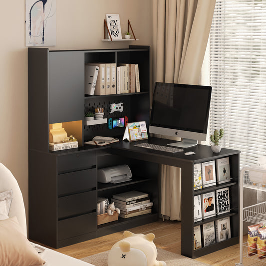 Cleo Modern Black L Shaped Desk