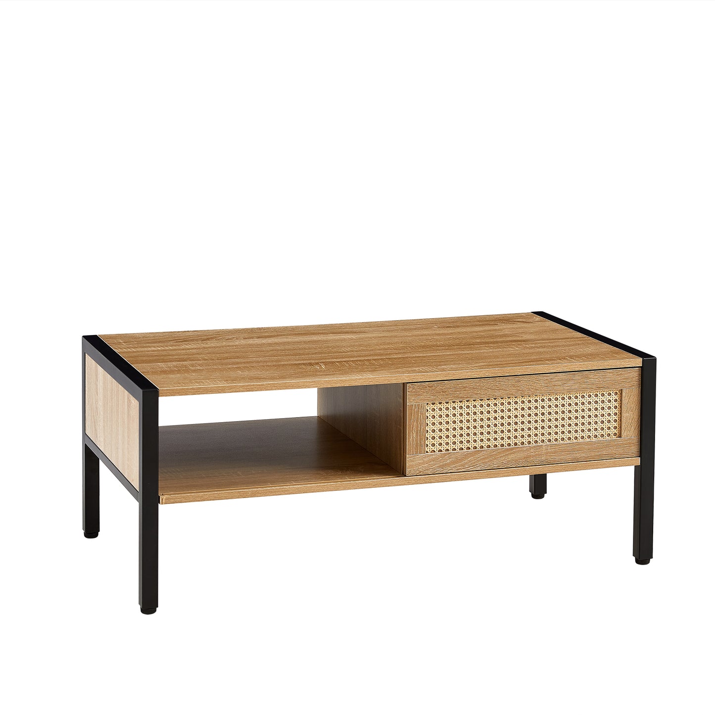 Emery Mid-Century Rattan Storage Coffee Table