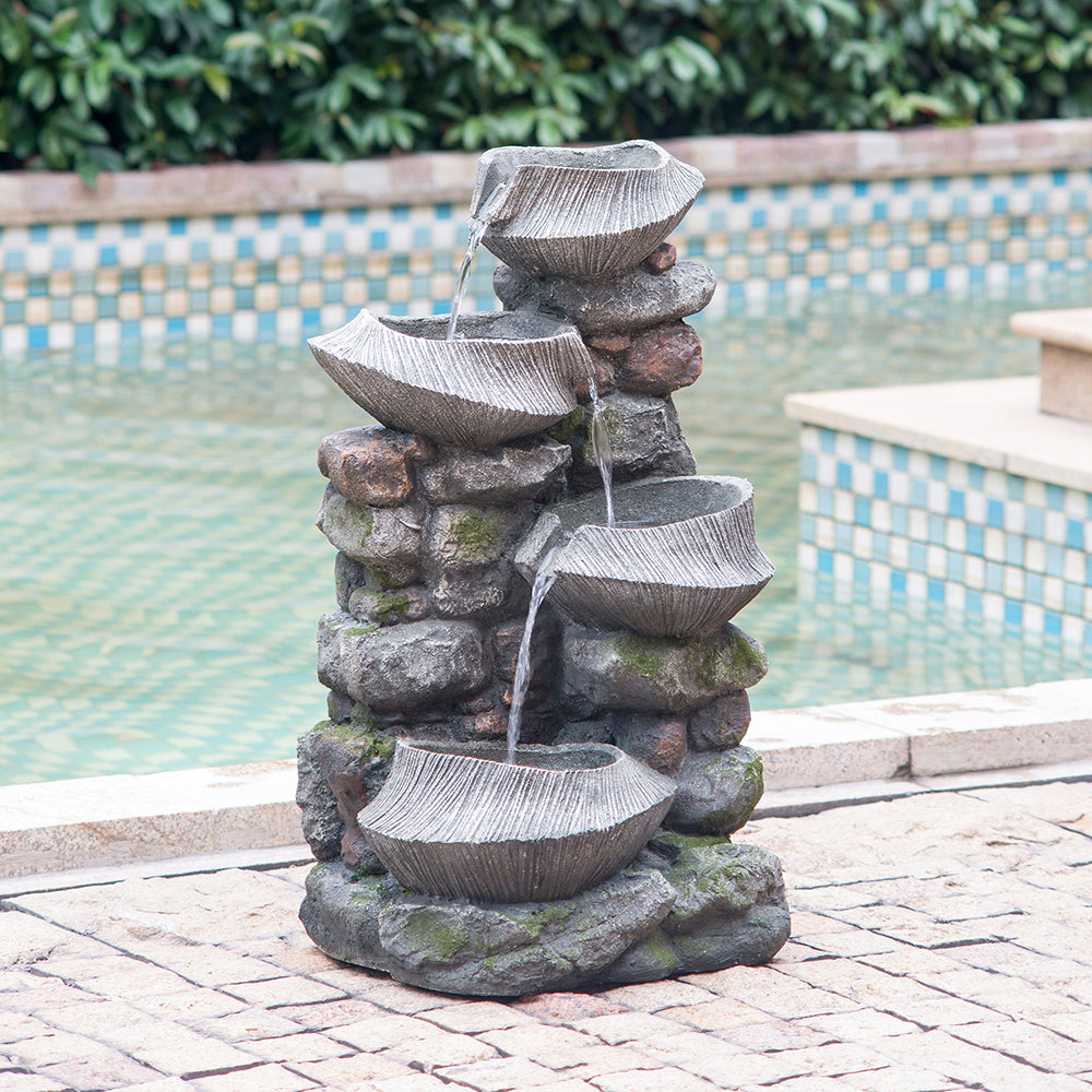 Fremont Contemporary Cascading Stone Fountain