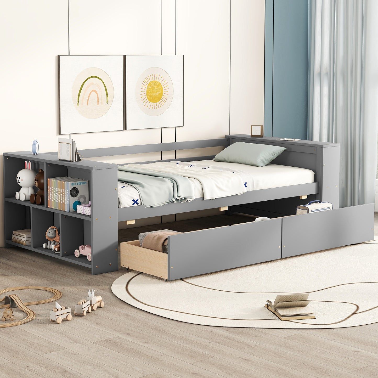 Niles Contemporary Storage Daybed Shelves