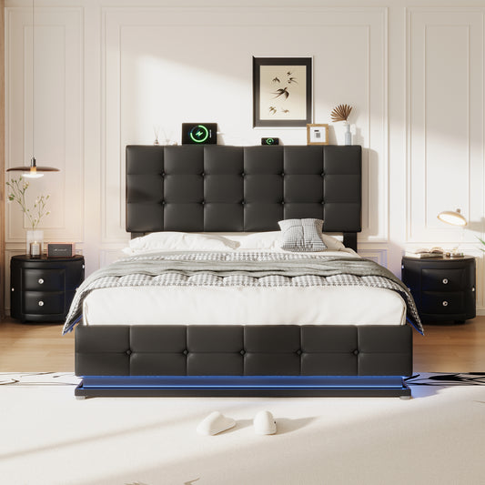 Napa Modern LED Storage Hydraulic Bedroom Set