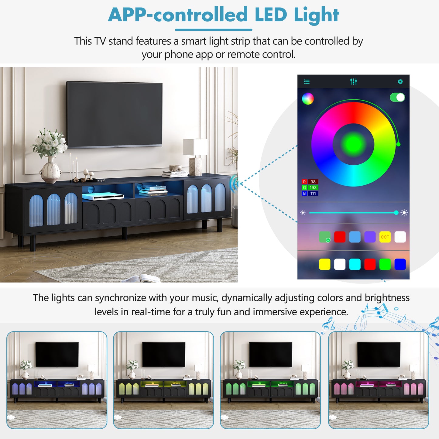 Kingsly Contemporary ON-TREND LED TV Stand