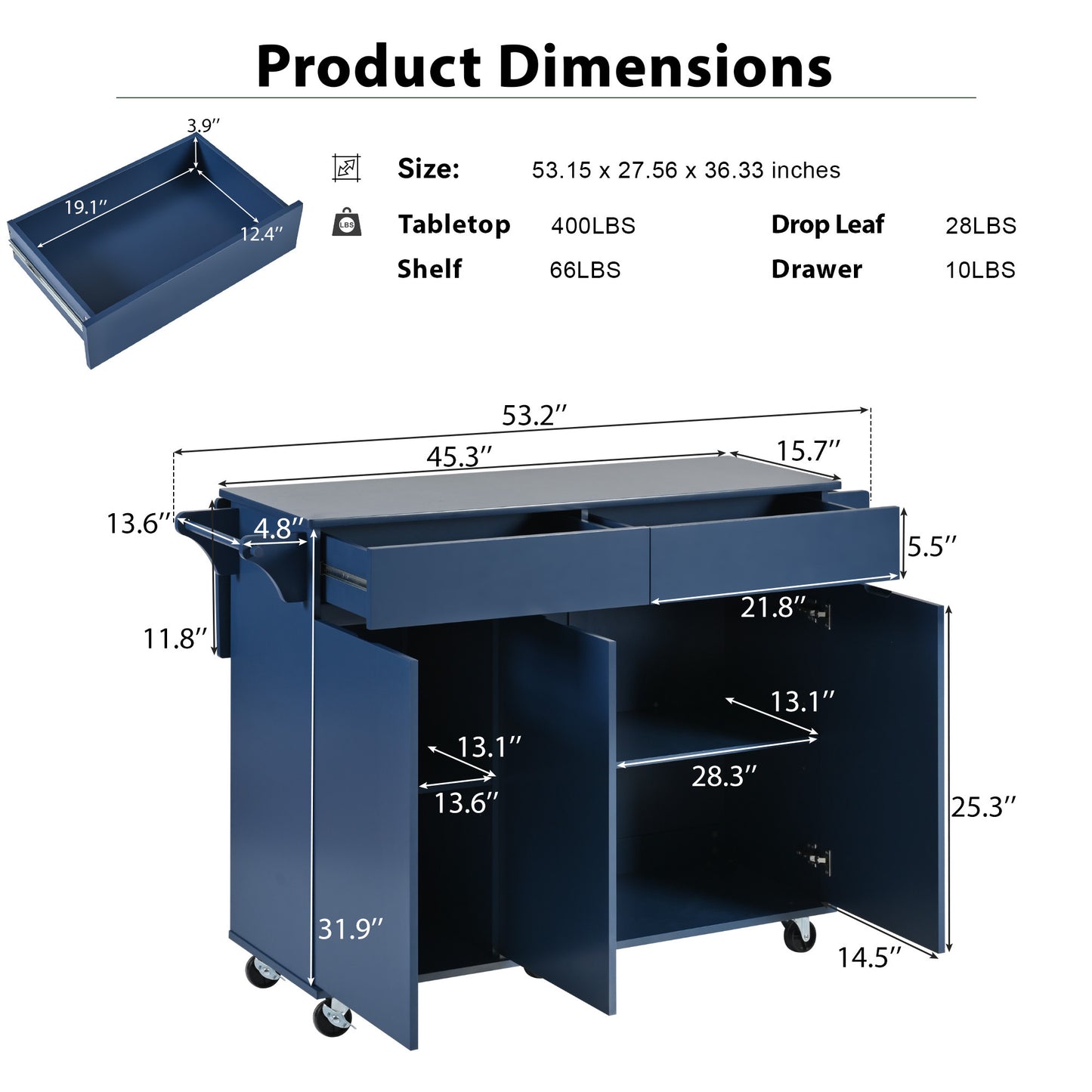 Eda Modern Classic Kitchen Island