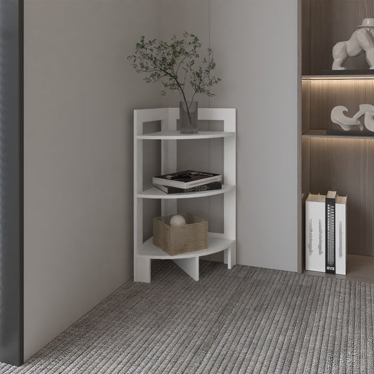 Lazzareschi Modern Riga Corner 3-Tier Shelf Side Table with Tray