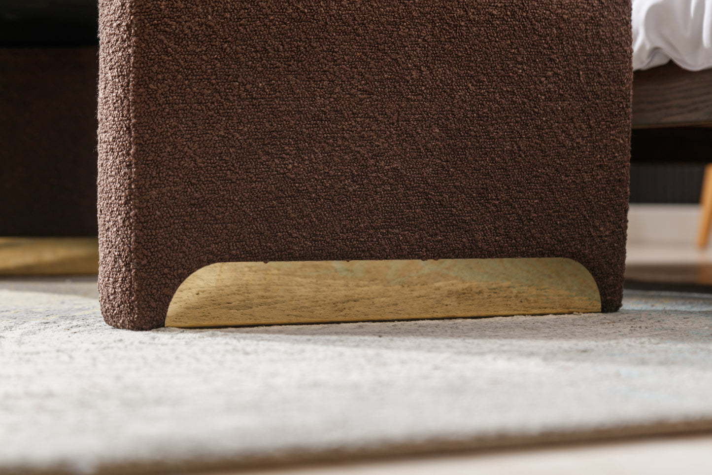 Fremont Mid-Century Boucle Fabric Ottoman Bench