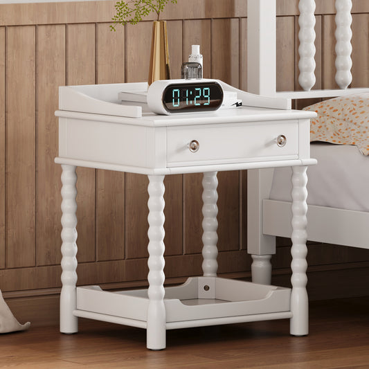 Fitch Mid-Century Retro Nightstand with Drawer & Open Shelf