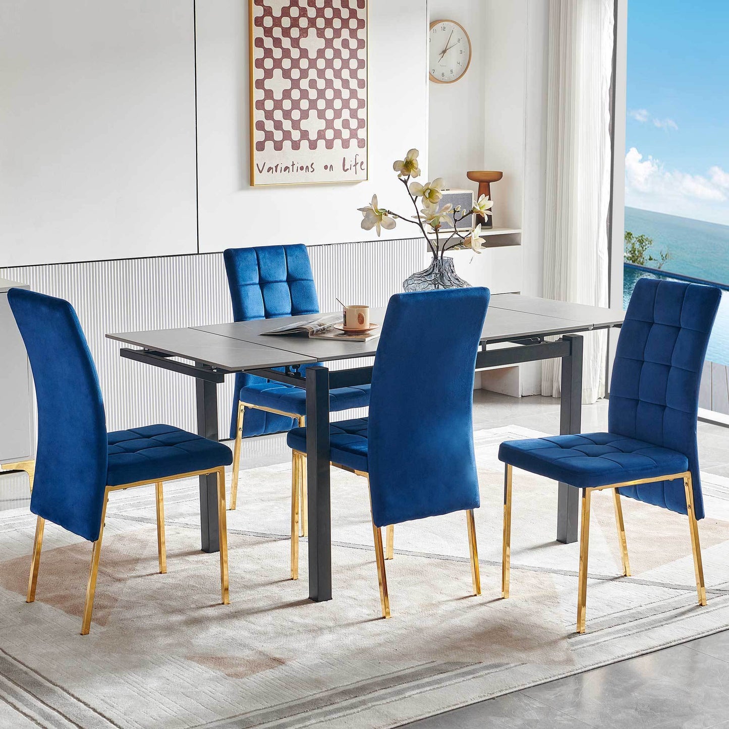 Cleo Modern Ceramic Expandable Table