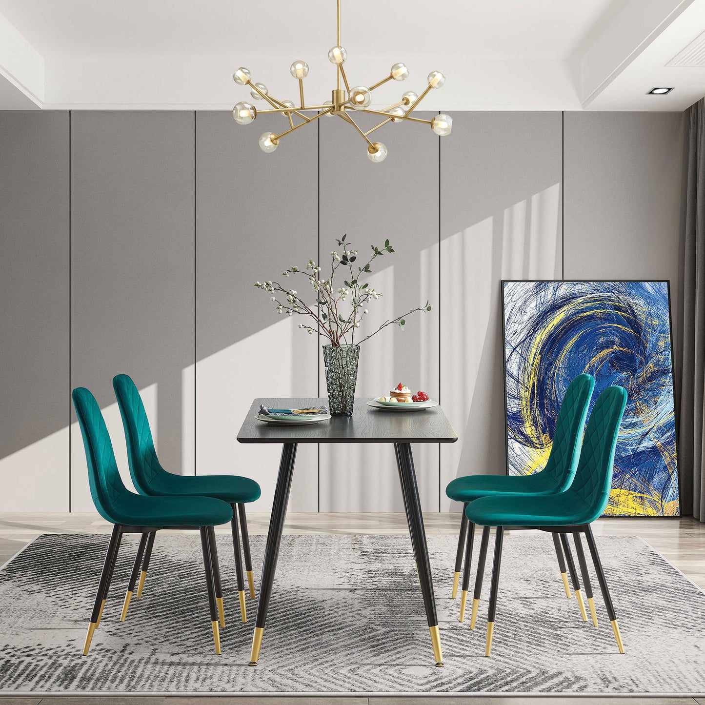 Kingsly Modern Velvet Dining Table